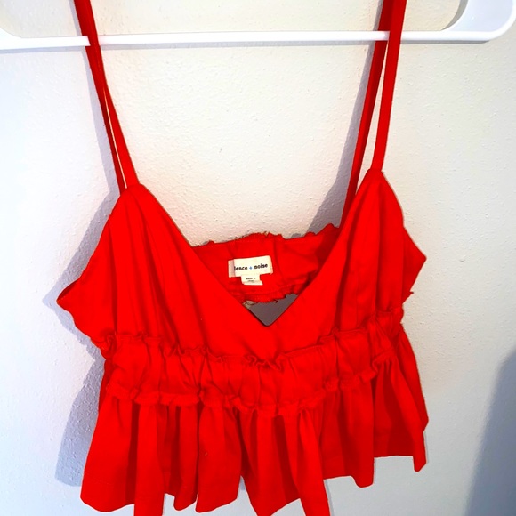 Silence and Noise red summer rouched  top - Picture 1 of 5